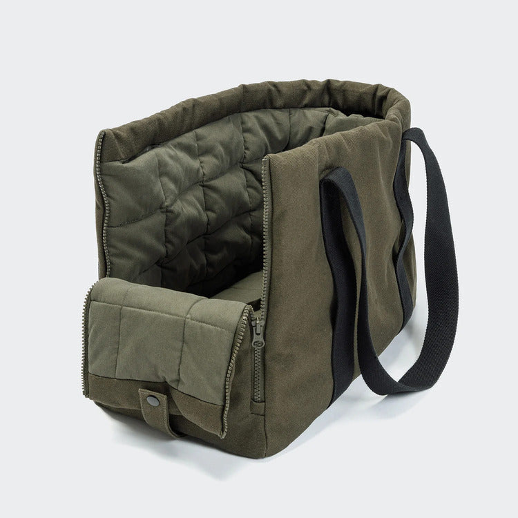 Dog Carrier Turin Canvas Olive | Premium Pet Travel Bag