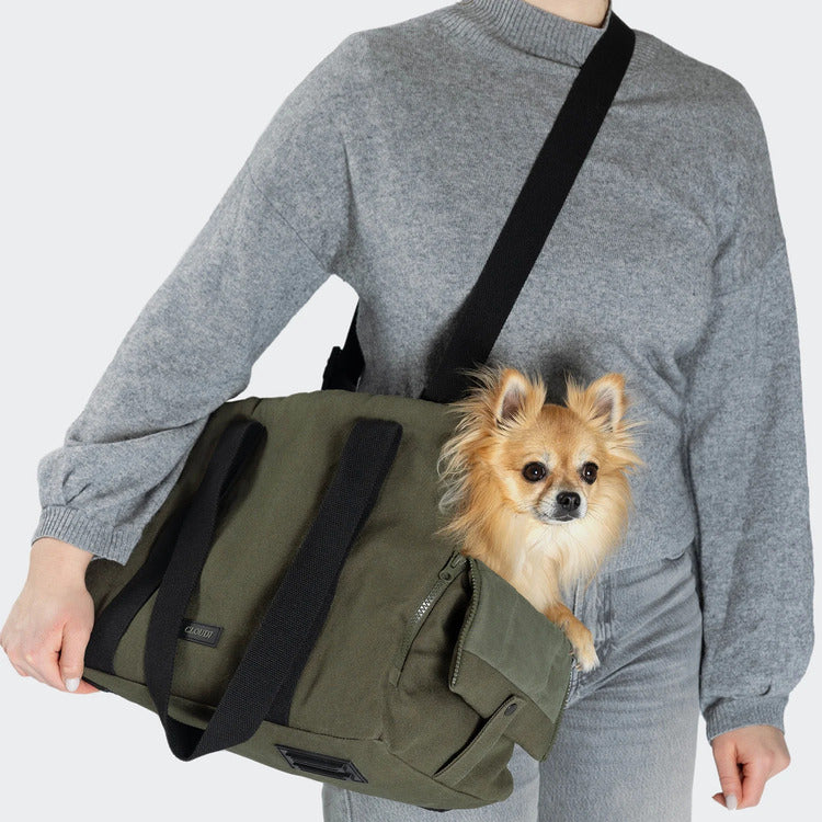 Dog Carrier Turin Canvas Olive | Premium Pet Travel Bag