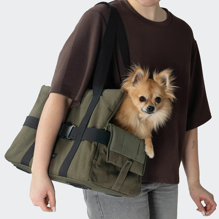 Dog Carrier Turin Canvas Olive | Premium Pet Travel Bag