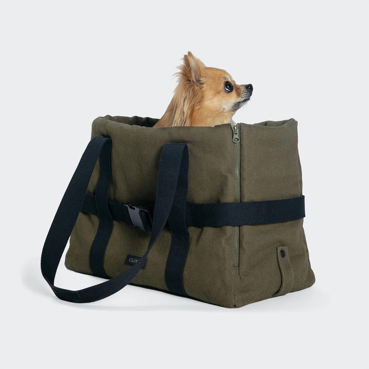 Dog Carrier Turin Canvas Olive | Premium Pet Travel Bag