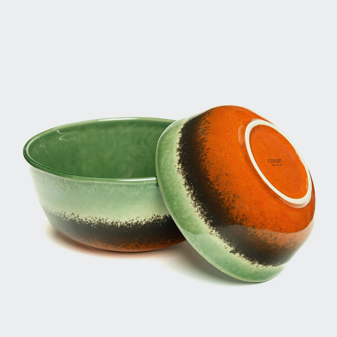 Dog Bowl Annie Green-Orange by Cloud7 – Designer Ceramic Pet Bowl