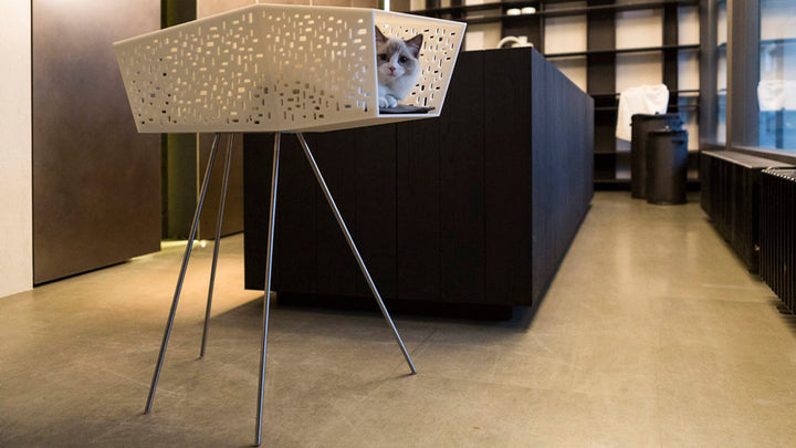 TUNNEL Luxury Cat Bed in Betacryl with Pedestal | Brando Design