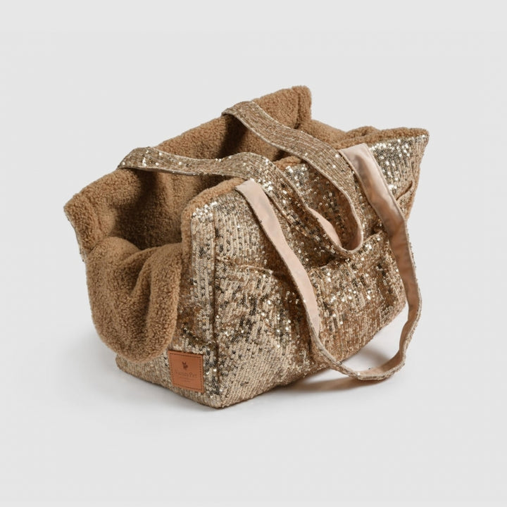 Nizza Sequine Pet Carrier with Soft Bouclè Interior | Vanity Pet