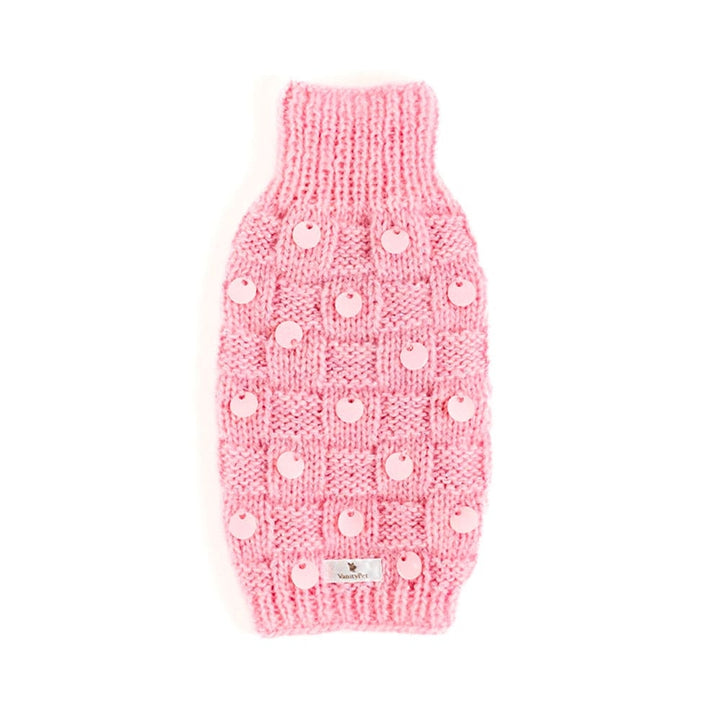 Candy Sweater for Small Dogs in Pink Mohair with Sequins | Vanity Pet