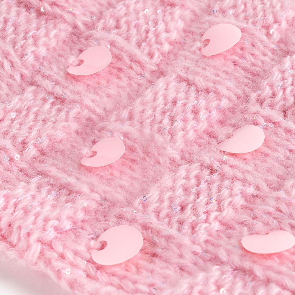Candy Sweater for Small Dogs in Pink Mohair with Sequins | Vanity Pet