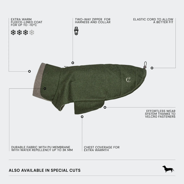 Cloud7 Brooklyn Flannel Dog Coat Fern Green  Warm & Stylish